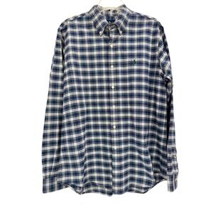 Ralph Lauren Mens Shirt Large L Custom Fit Blue Plaid Button Down‎ Long Sleeve